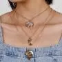 Twinklede Boho Layered Necklace Gold Elephant Pendant Necklaces Chain Nefertiti African Map Necklace Jewelry for Women and Girls (Gold 1)
