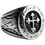 HZMAN Vintage Celtic Cross Stainless Steel Ring Band Medieval Biker for Men