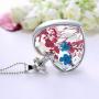 YAZILIND Platinum Plated DIY Dried Flower Heart Lockets Pendant Chain Necklace Jewelry Gift