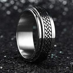 King Will INTERTWINE 8mm Mens Stainless Steel Wedding Ring Spinner Statement Band Knot Design High Polished