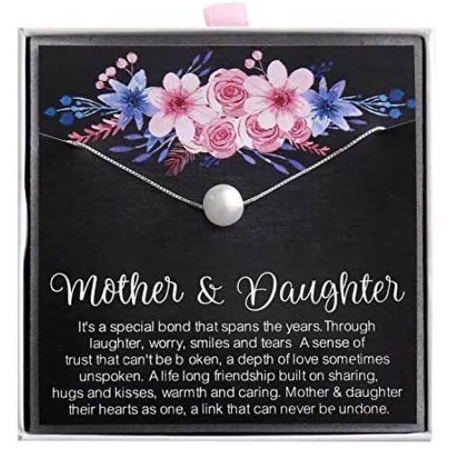 ALoveSoul Mother Daughter Necklace - Sterling Silver Single Pearl Necklaces,Gifts for Her Daughter Gift or Mom Gift, Mothers Day Jewelry Birthday Gift