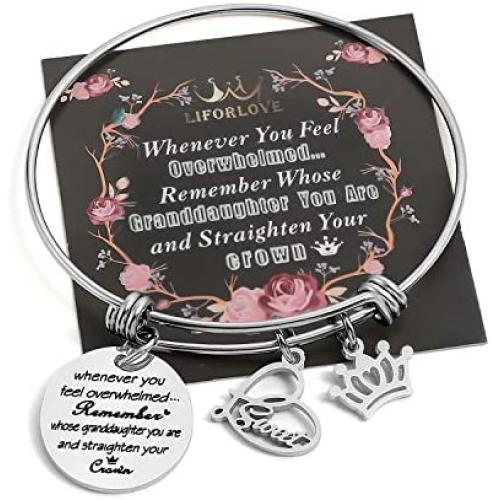 liforlove Inspirational Gifts Expandable Bracelet for Women Girl Adjustable Charm Bangle Gift for Teenage Girl Sister Friend Birthday Graduation