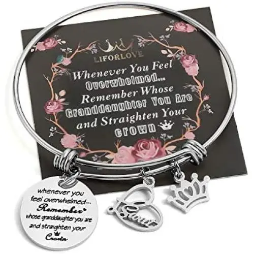 liforlove Inspirational Gifts Expandable Bracelet for Women Girl Adjustable Charm Bangle Gift for Teenage Girl Sister Friend Birthday Graduation