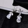 CZ Bridal Earrings for Wedding Women’s Elegant Teardrop Cubic Zirconia Cluster Floral Leaf Crystal Rhinestone Dangle Drop Earring for Bride Bridesmaids Mother of Bride Party Prom Earrings for Girls