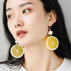 YOOE Geometric Cube Circle Tangerine Slices Lemon Dangle Earrings,Colorful Acrylic Fruits Pendant Earrings for Women Girls Birthday Gifts