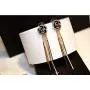 Fashion jewelry designer statement long rhinestone black camellia flower rose earrings for women Fashion jewelry designer statement long rhinestone black camellia flower rose earrings for women