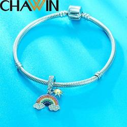 Meet the Rainbow After Rain Sunshine Cloud Rainbow Charm Pendant Beads 925 Sterling Silver Charms with Multicolor CZ Stones Compatible with Pandora Bracelet Gifts for Women/Wife/Mother/Sister/Girl