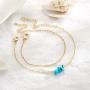 Dainty Gold Bracelets for Women, 14K Gold Filled Adjustable Layered Bracelet Cute Evil Eye Oval Chain Pearl Bar Turtle Gold Bracelets for Women Jewelry