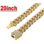 Mens 12MM 14MM 20MM Chains 18K Gold Plated CZ Fully Iced-Out Miami Cuban Link Necklace