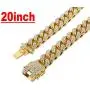 Mens 12MM 14MM 20MM Chains 18K Gold Plated CZ Fully Iced-Out Miami Cuban Link Necklace