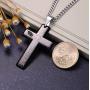 Jstyle Jewelry Mens Stainless Steel Simple Black Cross Pendant Lords Prayer Necklace 22 24 30 Inch