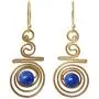 NOVICA Hand Crafted Lapis Lazuli and Yellow Gold Plated Brass Earrings, Follow the Dream