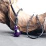 iSTONE Unisex Genuine Round Gemstone Beads Pendant Necklace with Adjustable Nylon Cord 25 Inch
