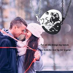 PJ Stainless Steel Yin Yang Pet Cat Puzzle Piece Matching Couple Pendant Necklace,Animal Lover Gift