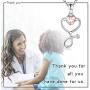Medicine Stethoscope Necklace Sterling Silver Heartbeat EKG Pendant Necklace Nurse Physician Jewelry for Doctors Medical Science Student gifts