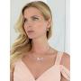 Mariell 14K Rose Gold Plated CZ Bridal Wedding Freshwater Pearl Necklace and Earrings Jewelry Set