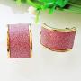 Navachi 18k Gold Plated Square Rainbow Multicolor Glitter Omega Back Earrings