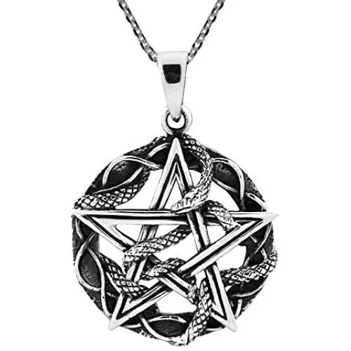 AeraVida Entwined Snake Star Pentagram .925 Sterling Silver Pendant Necklace AeraVida Entwined Snake Star Pentagram .925 Sterling Silver Pendant Necklace