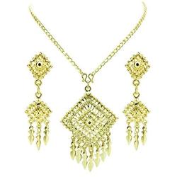 Siwalai Thai Traditional Gold Plated Necklace Earrings Bracelet Jewelry Set 20 Inches