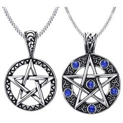 VNOX Stainless Steel Pentagram Pendant Necklace for Men Women Wiccan Jewelry