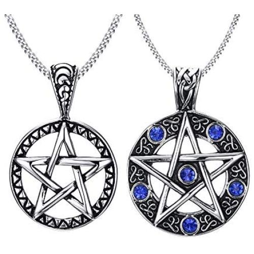 VNOX Stainless Steel Pentagram Pendant Necklace for Men Women Wiccan Jewelry