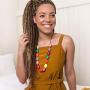 Ruby Olive Womens Colorful Resin Beaded Pod Necklace with Wood Bead