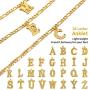 ChainsHouse Ankle Bracelets for Women Initial Anklet, 4.5MM 18K Gold Figaro Cuban Link Anklet Bracelet, Custom Name Gold Anklet with Initials, 22-27CM Adjustable, Send Gift Box