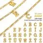 ChainsHouse Ankle Bracelets for Women Initial Anklet, 4.5MM 18K Gold Figaro Cuban Link Anklet Bracelet, Custom Name Gold Anklet with Initials, 22-27CM Adjustable, Send Gift Box