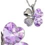 Dahlia Four Leaf Clover Necklace with Swarovski Crystals, Rhodium Plated, 16'' with 2'' Extender