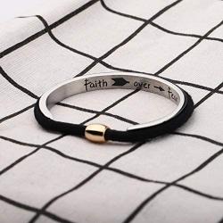 Christian Jewelry Hair Tie Bracelet Faith Over Fear Cuff Bangle Inspirational Religious Gift for Her Faith Bracelet Encouragement Gift for Women Girls