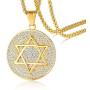 Mens Jewish Religious Symbol Jewelry Stainless Steel Star of David Hexagram Pendant Necklace with CZ