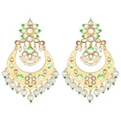 Aheli Indian Handmade Floral Enamel Faux Stone Studded Drop Dangle Earrings with Beaded Tassel Ethnic Wedding Fashion Jewelry for Women
