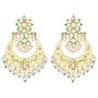 Aheli Indian Handmade Floral Enamel Faux Stone Studded Drop Dangle Earrings with Beaded Tassel Ethnic Wedding Fashion Jewelry for Women