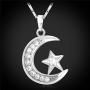 U7 Statement Islamic Jewelry I Love You to The Moon and Back Crescent Moon Star Pendant Necklace