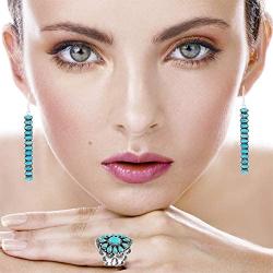 Turquoise Earrings 925 Sterling Silver & Genuine Turquoise (Choose Color)