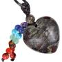 SUNYIK 7 Chakra Heart Stone Pendant Necklace for Women, Healing Crystal Stone Adjustable Amulet Necklace