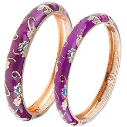 UJOY Cloisonne Bracelet Butterfly Gold Hinge Indian Cuff Bangle Enameled Jewelry Bracelets for Women Gift Box 55A108