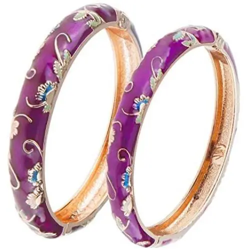 UJOY Cloisonne Bracelet Butterfly Gold Hinge Indian Cuff Bangle Enameled Jewelry Bracelets for Women Gift Box 55A108 UJOY Cloisonne Bracelet Butterfly Gold Hinge Indian Cuff Bangle Enameled Jewelry Bracelets for Women Gift Box 55A108