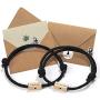ORFAN Magnetic Couples Bracelet Set Adjustable Attract Bracelet for Couples Engraved Love Bracelet for Valentines Day