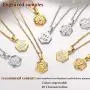 U7 Women Girls Tiny Hexagon initial Necklace Platinum/18K Gold Plated Name Alphabet Jewelry Dainty Letter Pendant Embossed Grain Monogram Necklace A to Z,Custom Engravable on Back Side