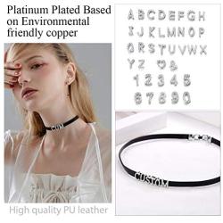 U7 Thick Choker for Women Girls Punk Gothic Jewelry Custom Any Initials Name Charm Personalized Black PU Leather Choker Collar Necklaces, Adjustable, with Gift Box