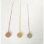 MANZHEN Minimalist Wafer Coin Disc Circle Threader Drop Earrings