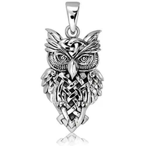 WithLoveSilver Solid 925 Sterling Silver Celtic Trinity Owl Pendant WithLoveSilver Solid 925 Sterling Silver Celtic Trinity Owl Pendant
