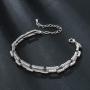MEEDOZ White Gold/Gold Plated Luxurious Geometrical Rectangle CZ Tennis Bracelet for Women Bride