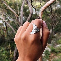 Giwotu Womens Mens Ring Mystical Mermaid Ring Vintage Antique Silver Whale Tail Midi Finger Knuckle Rings for Women Jewelry 3903