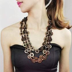 MANILAI Bohemian Coconut Shell Wood Bead Necklace For Women Girls Ethnic Jewelry Handmade Beaded Long Necklace
