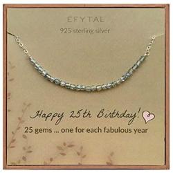 EFYTAL 25th Birthday Gifts for Women, Sterling Silver Necklace, 25 beads for 25 Year Old woman Jewelry Gift Idea