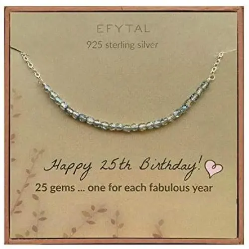 EFYTAL 25th Birthday Gifts for Women, Sterling Silver Necklace, 25 beads for 25 Year Old woman Jewelry Gift Idea EFYTAL 25th Birthday Gifts for Women, Sterling Silver Necklace, 25 beads for 25 Year Old woman Jewelry Gift Idea