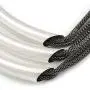 Avalaya Statement 3 Strand Layered Dark Grey Mesh Necklace with Tunnel Detailing - 48cm L/ 6cm Ext