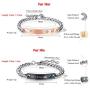 MMTTAO 2Pcs Couple Bracelet for His and Her Matching Sets Cubic Zirconia Titanium Stainless Steel Friendship Relationship Personalized Distance Chain Bracelet for Women Men Lover Promise Jewelry Gifts